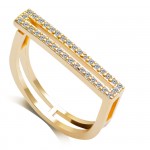 Esme Double Pave Bar Geo Gold Ring